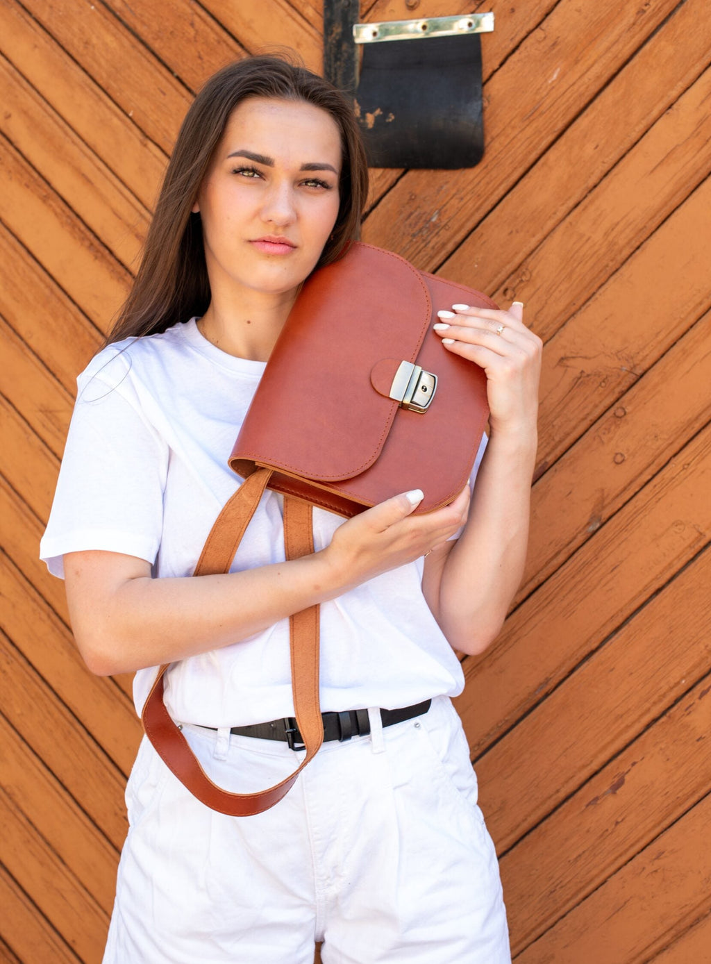 Natural Leather Saddle Bag Large – Light Brown
